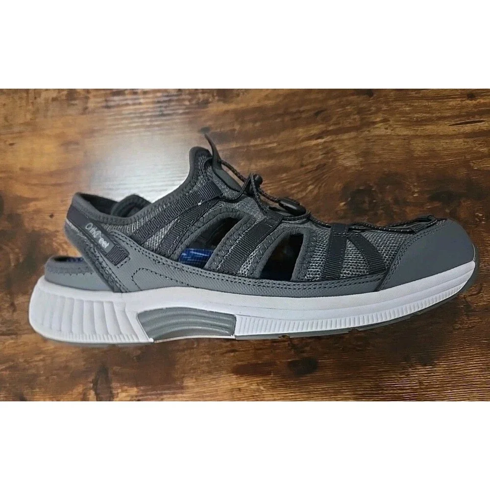 OrthoFeet Mens Gray Premium Arch Support Taurus Fisherman Sandals Size 11.5 2E